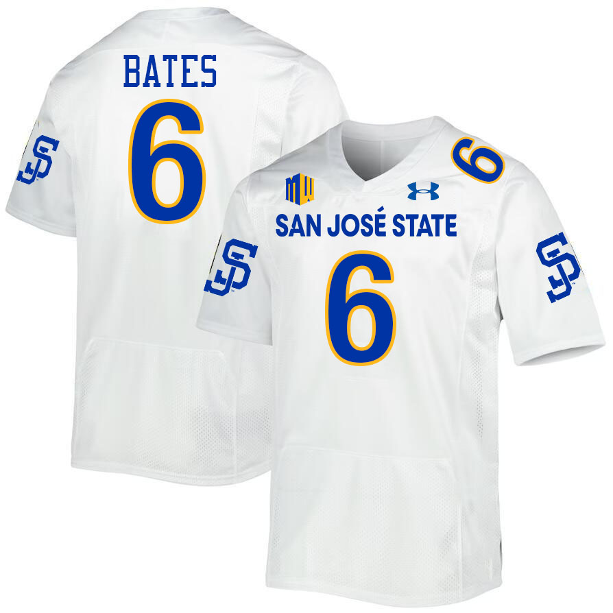 San Jose State Spartans #6 Jabari Bates College Football Jerseys,Uniforms-White